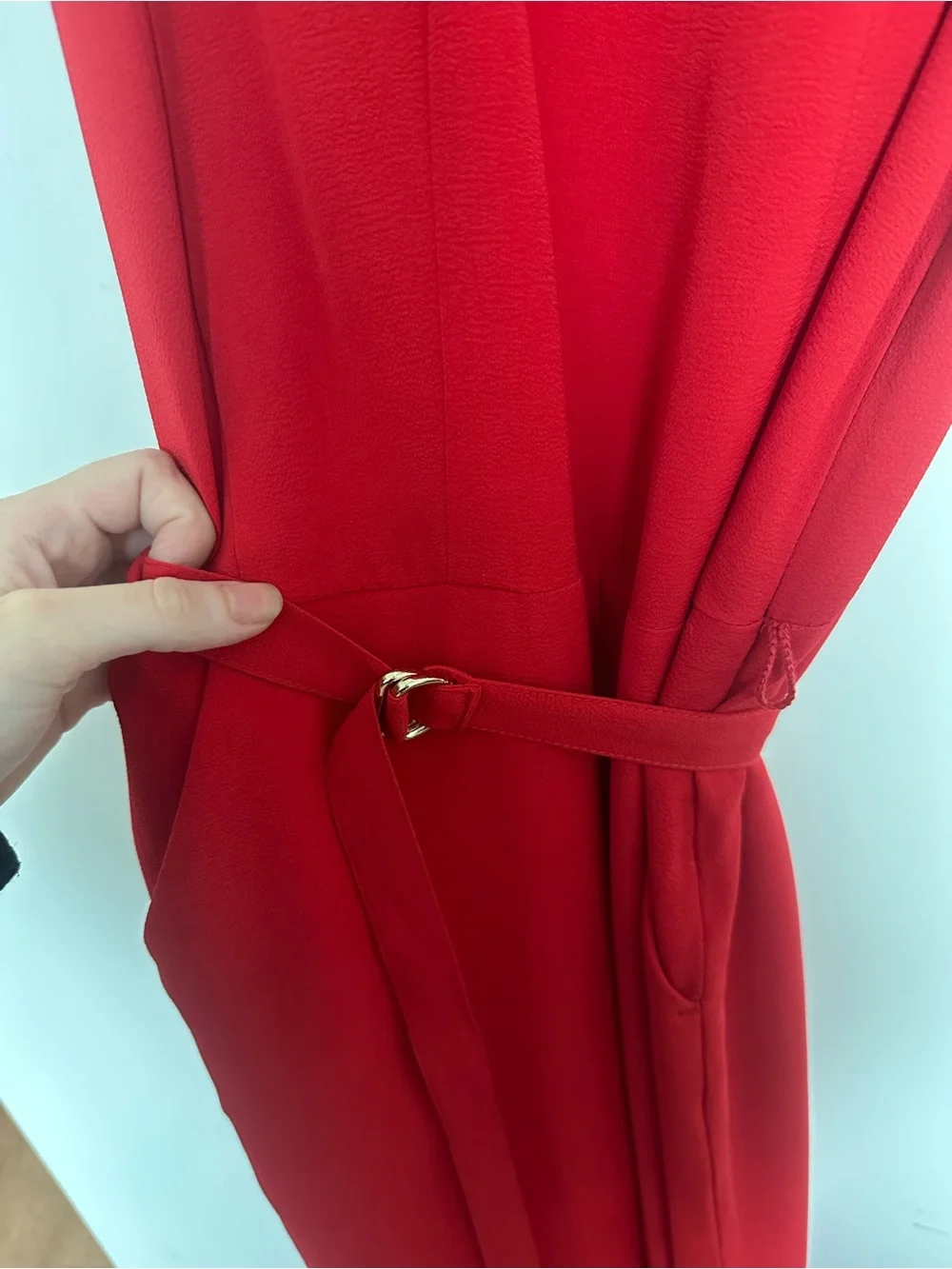 Michael Kors Red Belted Wide Leg Jumpsuit Size 2 Gold Zip Sleeveless
